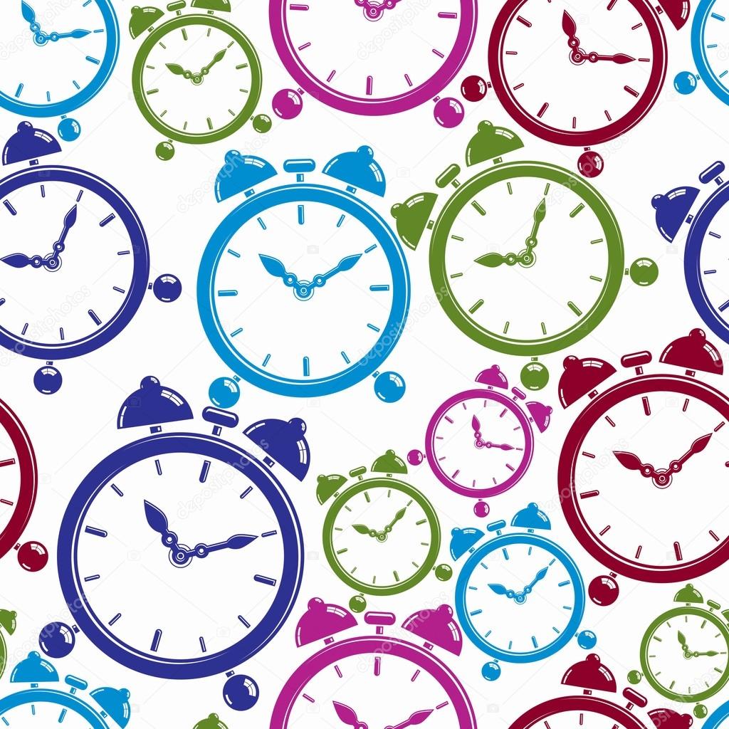 Seamless pattern with clocks