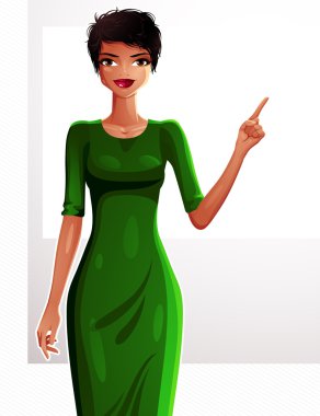 İşaret eden seksi ince esmer