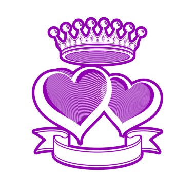 İmparatorluk tacı olan iki sevgi dolu kalp