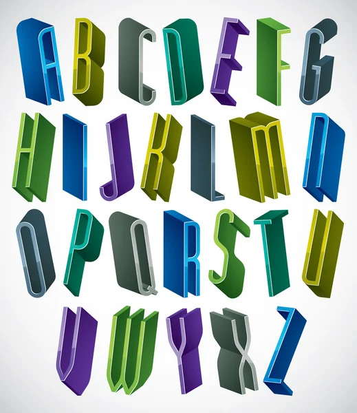 3D-kleurrijke brieven alfabet. — Stockvector