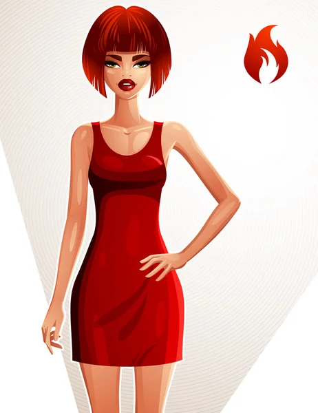 Vakker dame med rødt hår. – stockvektor