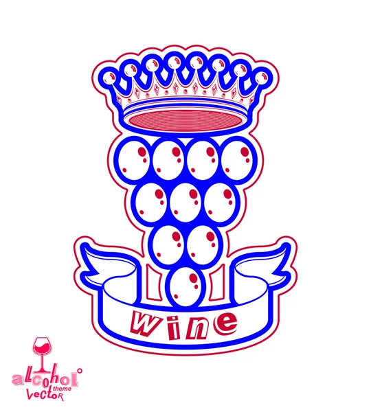 Grape vine with royal crown — Stock Vector