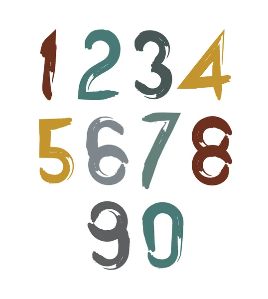 Painted modern numbers set — Stock Vector