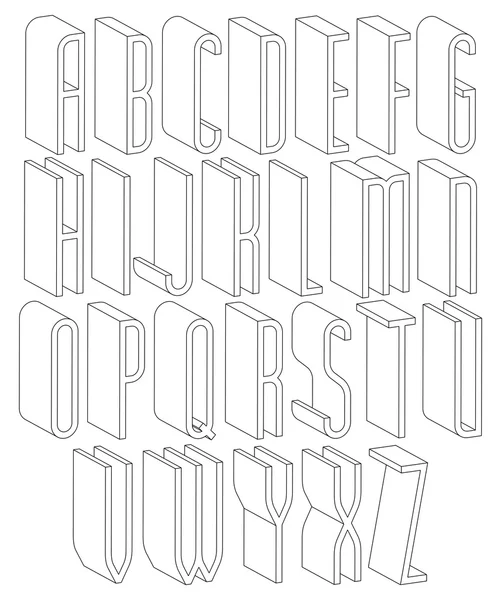 3D-lettertype gemaakt met dunne lijnen. — Stockvector