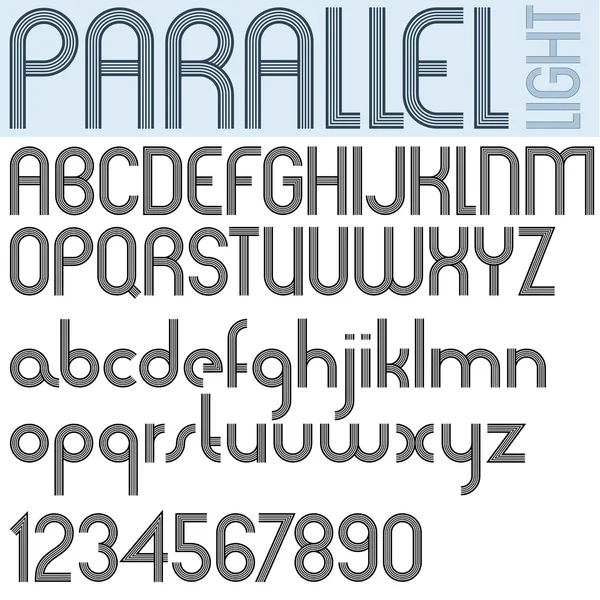Parallelle strepen retro stijl lettertype — Stockvector