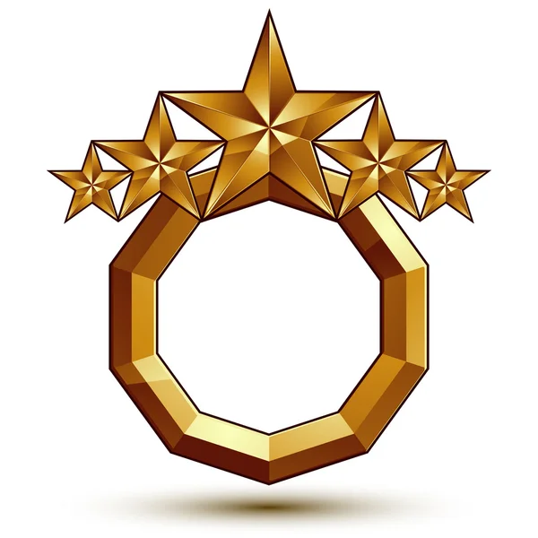 Propracovaný znak s 5 zlatými hvězdami — Stockový vektor