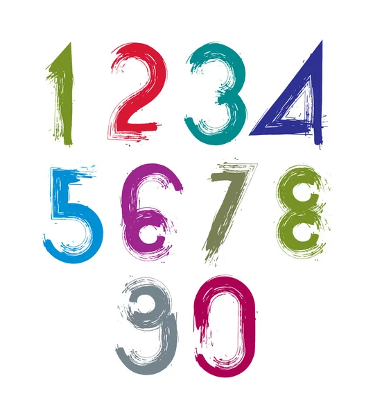 Numeri di pennello calligrafico — Vettoriale Stock