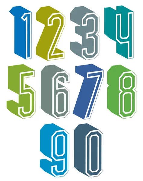 Set di numeri geometrici 3d — Vettoriale Stock