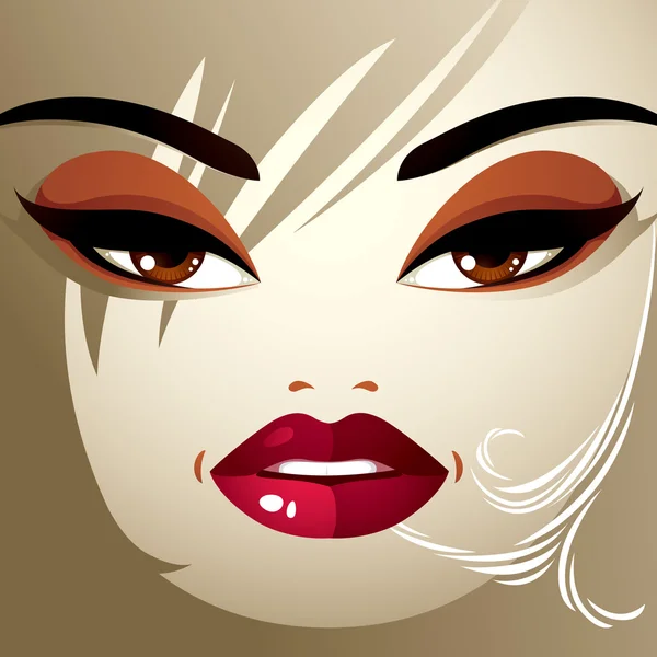 Mujer atractiva con un maquillaje brillante con estilo — Vector de stock