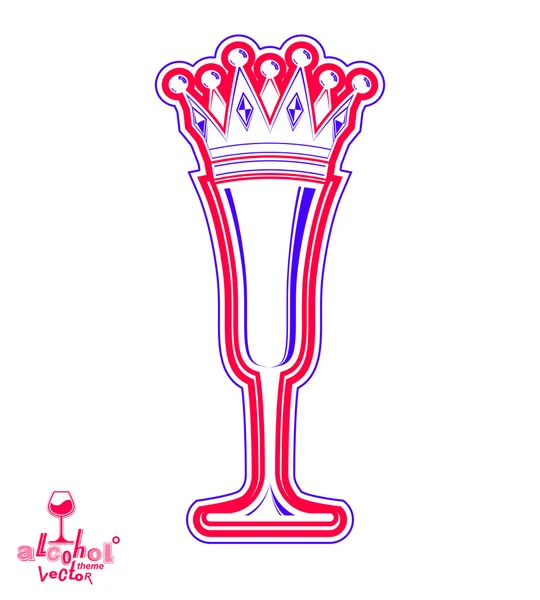 Champagne glas met koninklijke kroon — Stockvector