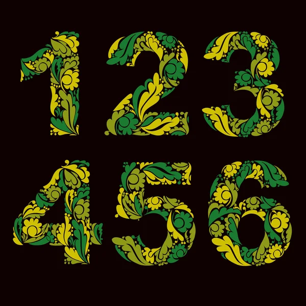 Зеленые числа весеннего стиля — стоковый вектор