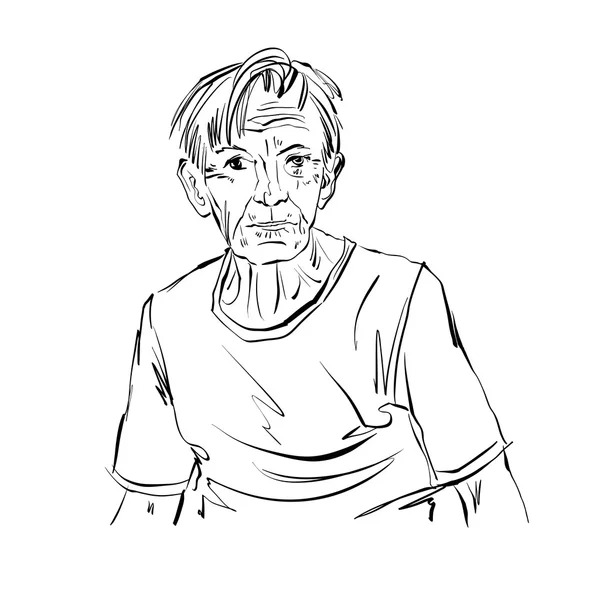 Hand drawn illustration of old man — Stock Vector