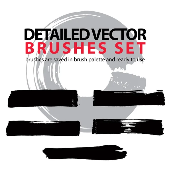 Collection of traced black brush strokes — Stock Vector