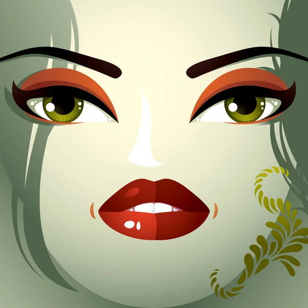 Jeune belle dame avec maquillage lumineux — Image vectorielle