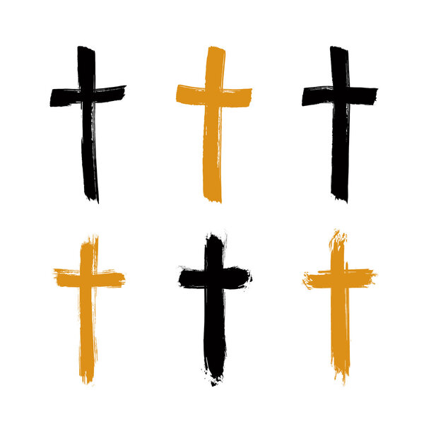 Black and yellow grunge cross icons