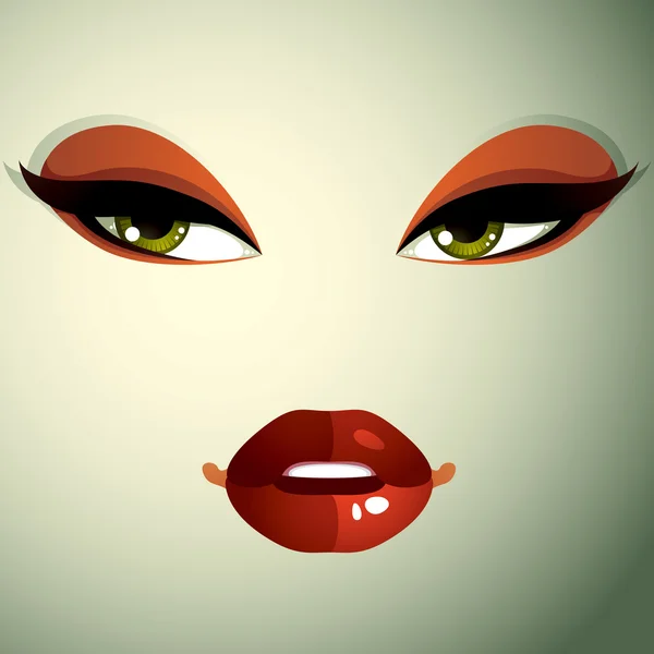 Make-up, Lippen und Augen — Stockvektor