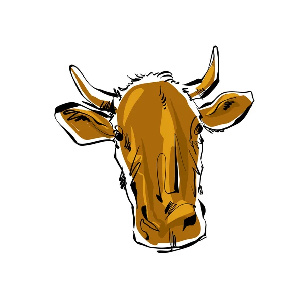 Vaca dibujada a mano de color — Vector de stock