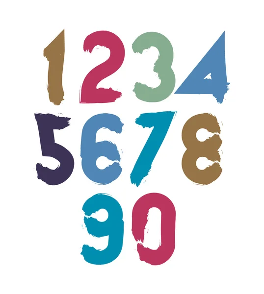 Handwritten color numbers — Stock Vector