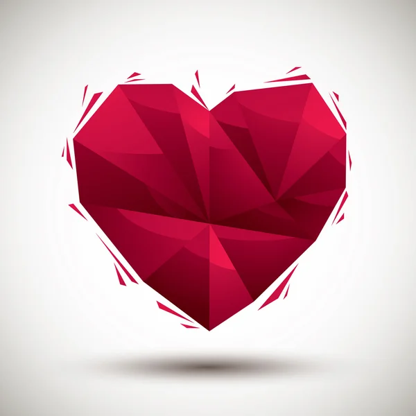 Rött hjärta geometriska ikon — Stock vektor