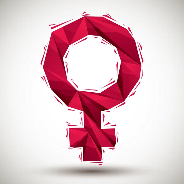 Signo femenino rojo icono geométrico — Vector de stock