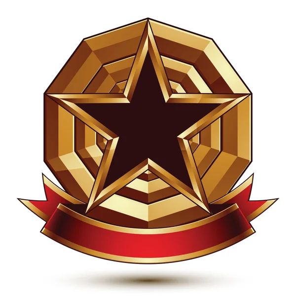 Goldenes rundes Symbol mit Stern — Stockvektor