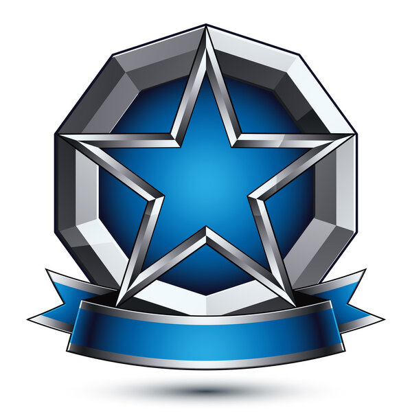 silver star with wavy ribbon