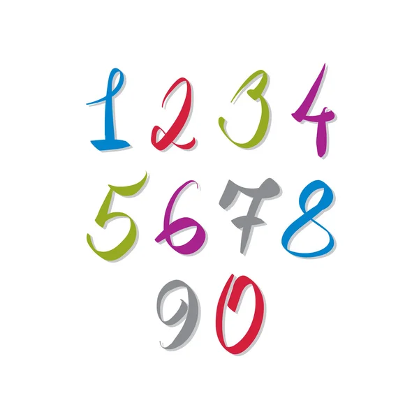 Calligraphic numbers set — Stock Vector