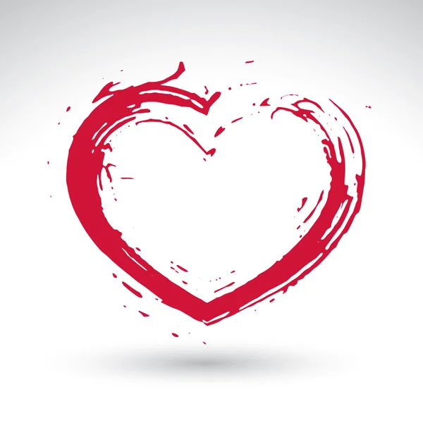 Getekende rode liefde hart pictogram — Stockvector