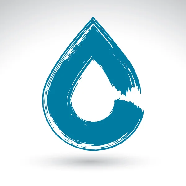 Pintado icono de gota de agua azul i — Vector de stock