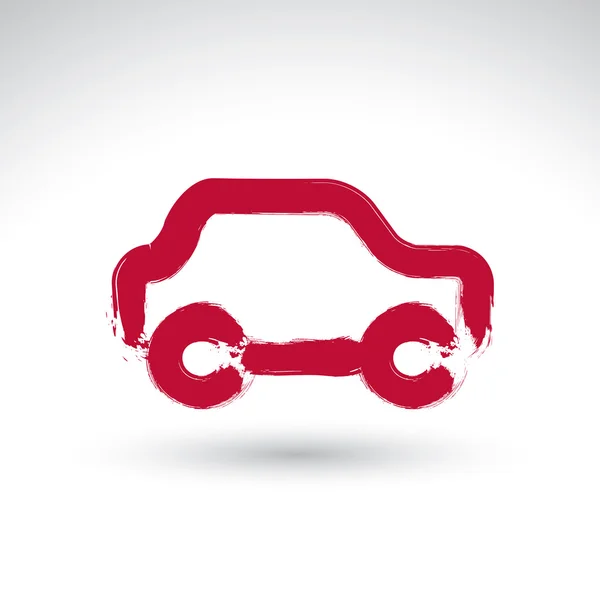 Icono dibujado a mano coche rojo — Archivo Imágenes Vectoriales