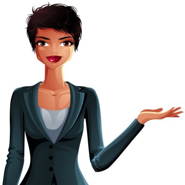 Holding, bir şey gösterilen iş kadını