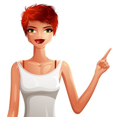 bir şeye işaret eden kız