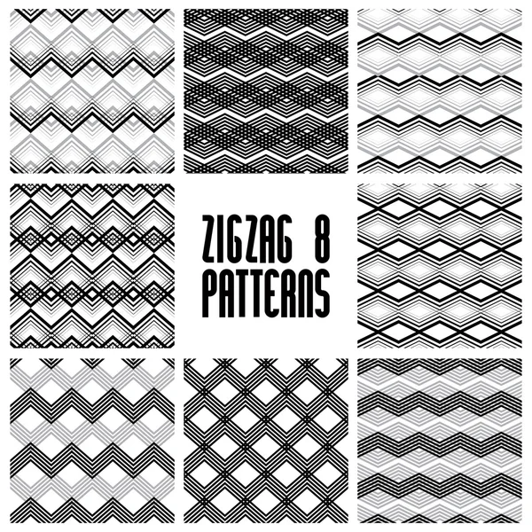 Zig zag geometrik desenleri kümesi — Stok Vektör