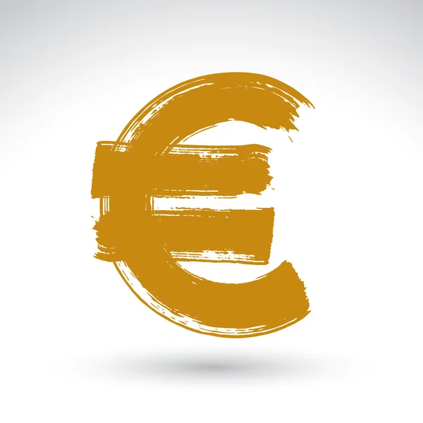 Hand-painted yellow Euro icon — Stock Vector