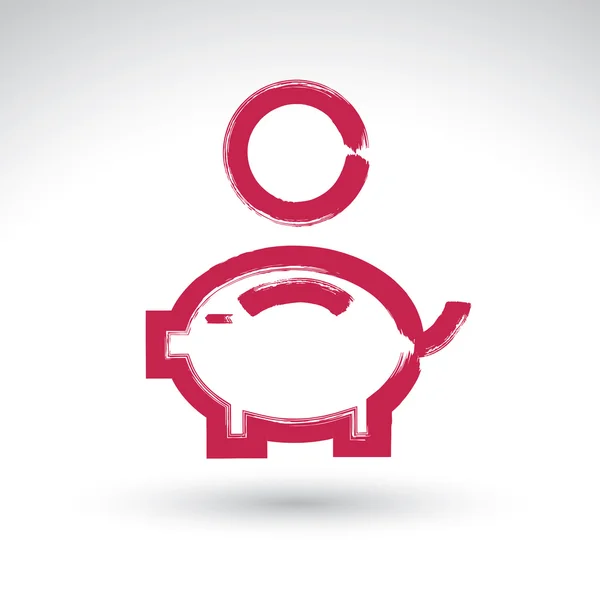 Kézzel rajzolt rózsaszín piggybank ikon — Stock Vector