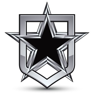 pentagonal yıldız ile gümüş amblemi