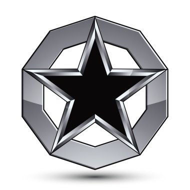 Silvery blazon with pentagonal star clipart