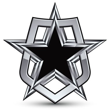 pentagonal yıldız ile gümüş amblemi