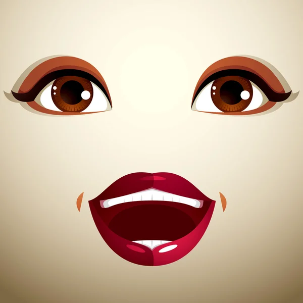 コケット女性の目と唇 — ストックベクタ