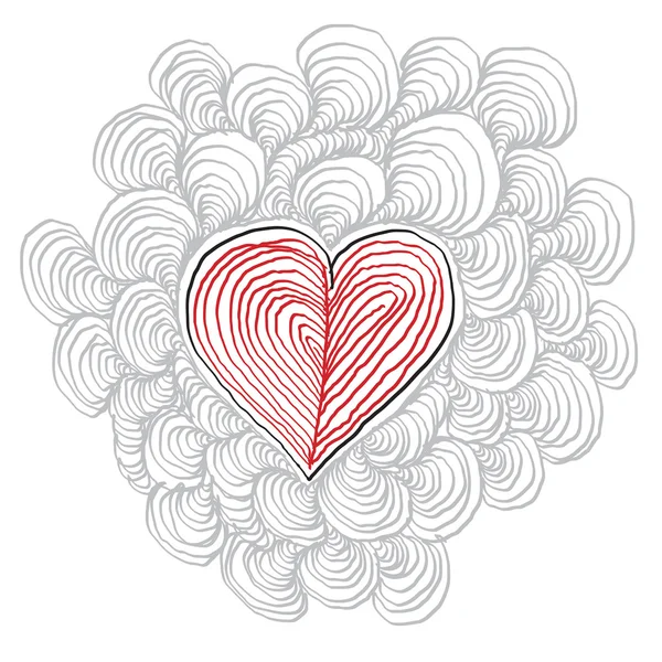 简单的心手绘插图，情人节的概念。爱你，你 — 图库矢量图片