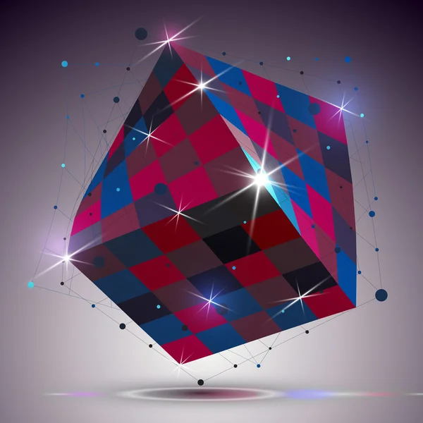 Cubo brilhante torcido dimensional — Vetor de Stock