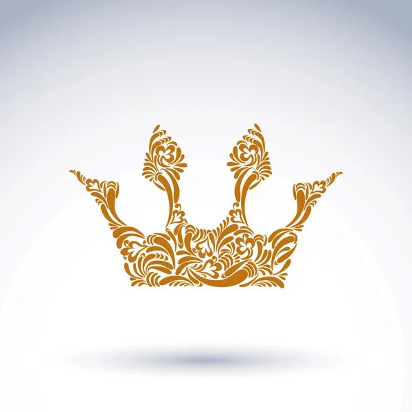 Elemento de diseño de corona con dibujos de flores — Vector de stock