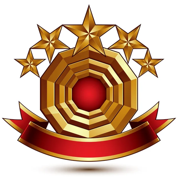 Königliches Symbol mit fünf goldenen Sternen — Stockvektor