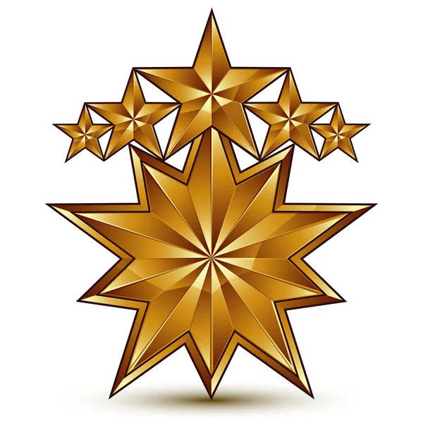 Emblema redondo de oro con 5 estrellas — Archivo Imágenes Vectoriales