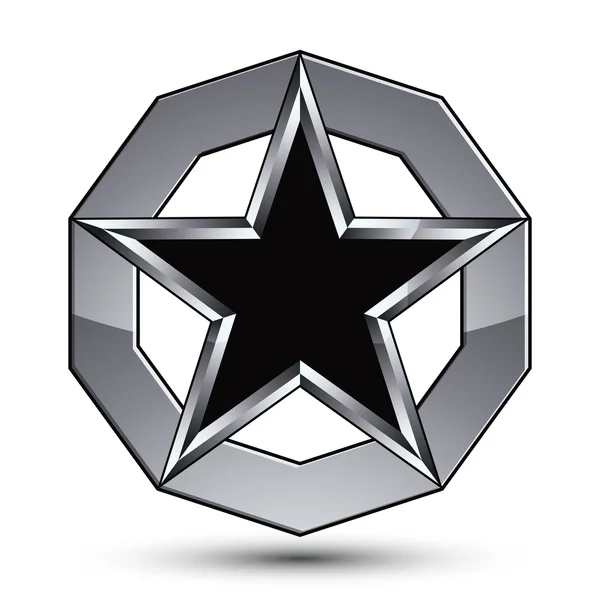 Silvery blazon with pentagonal star — Stock Vector