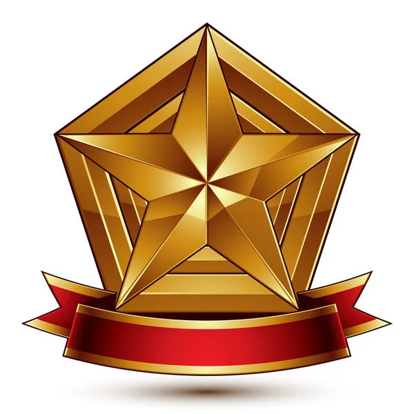 Blazon dorado con estrella pentagonal — Vector de stock