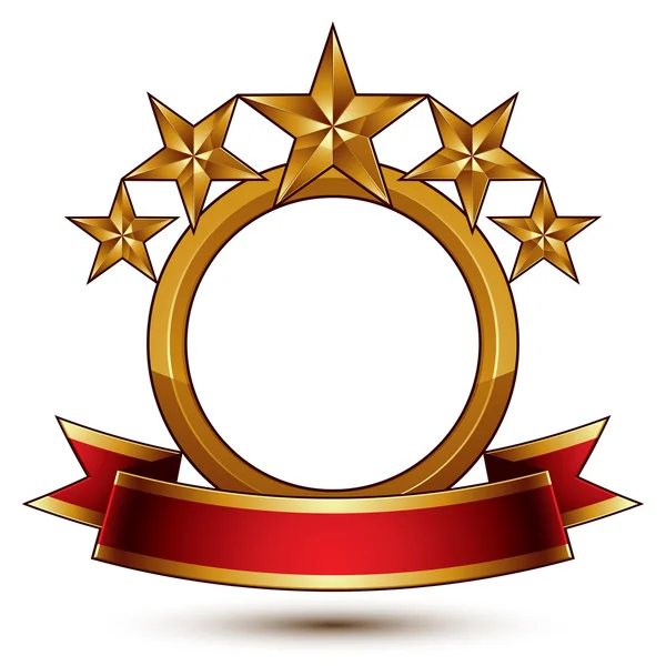 Χρυσό δαχτυλίδι με πέντε χρυσά αστέρια — Διανυσματικό Αρχείο