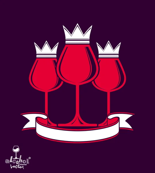 Wineglasses with king crowns — Stock Vector