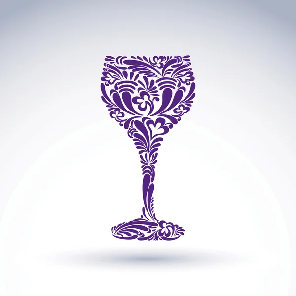 Creative goblet with floral ethnic tracery — Stock Vector