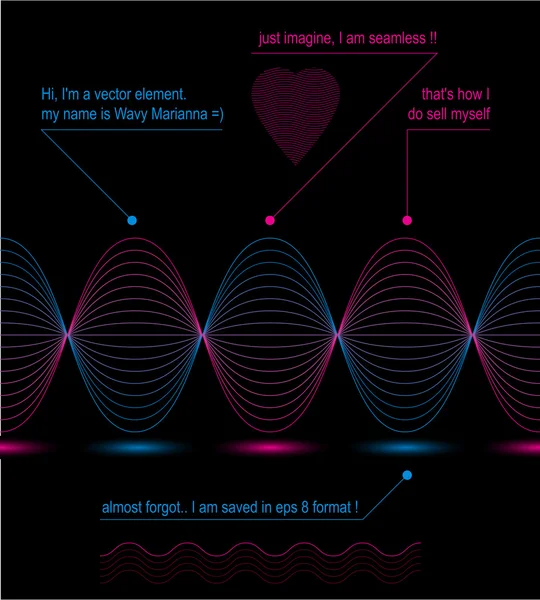 Coeur avec lignes courbes rayées fluides — Image vectorielle